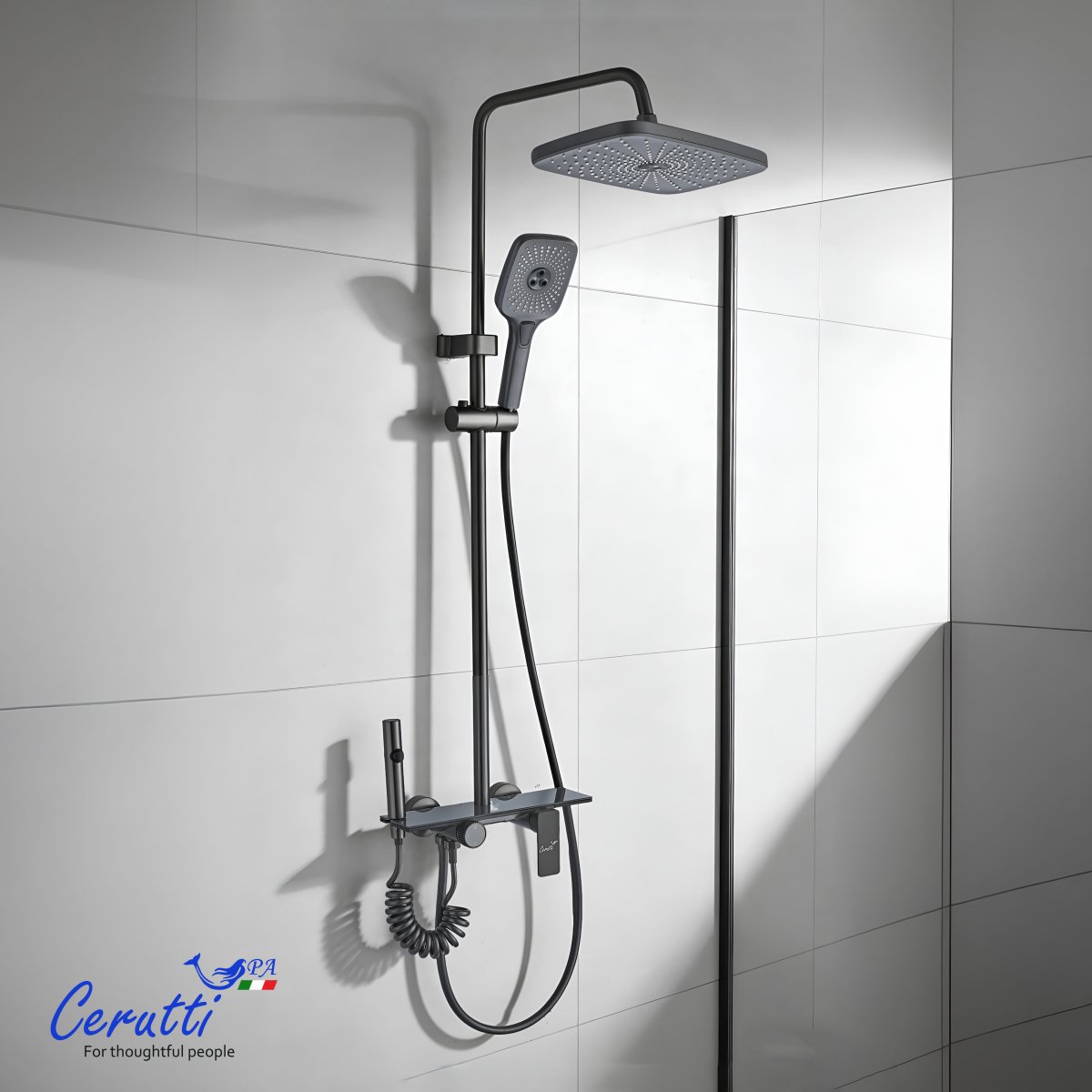 Душевая стойка Ceruttispa ИВО (IVO) цвет графит, 11356