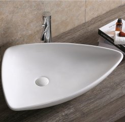 Раковина накладная Ceruttispa CR7014 асимметричная, белая, 69х47х13 см