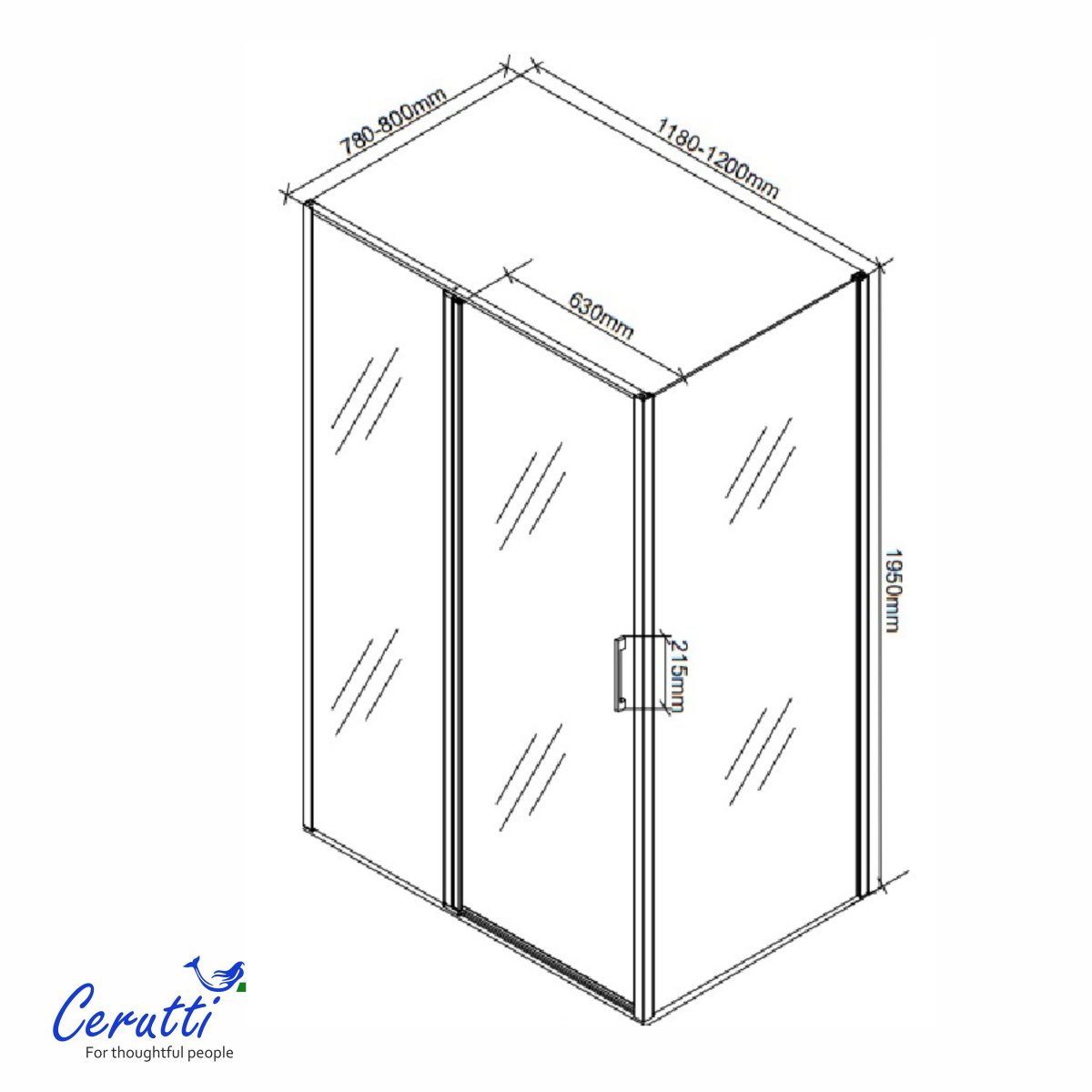 Душевое ограждение Cerutti SPA ВИКТОРИЯ (VICTORIA) 120BF R (120x90x195), без поддона, матовое стекло 6 мм