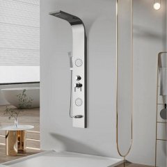 Душевая панель Ceruttispa TWIN S CT9987 с гидромассажем, цвет серебро, 150х22 см