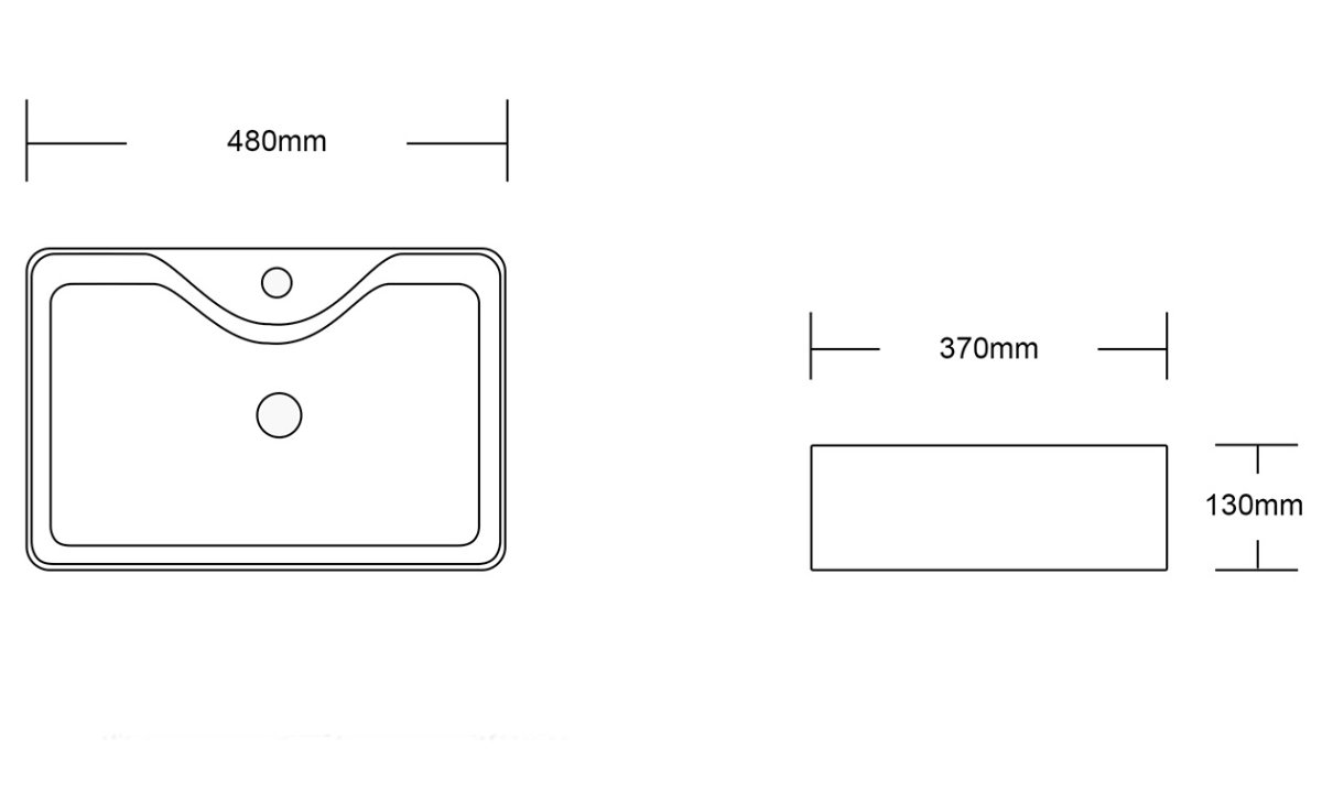 Раковина накладная Ceruttispa CR7051 прямоугольная, белая, 48х37х13 см