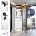 Душевая кабина Cerutti SPA КОРРА (KORRA) 90BF (90x90x205) угловая, без крыши, матовое стекло, черный профиль, 12018