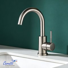 Смеситель для раковины Ceruttispa СЕЛЬСО BN (CELSO BN) из нержавеющей стали, цвет матовый никель