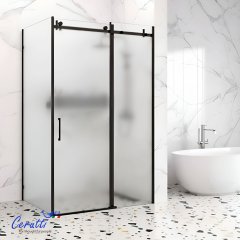 Душевое ограждение CeruttiSPA CEZA’S 120BF R (120x90x195), матовое стекло, черный профиль, без поддона