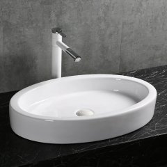 Раковина накладная Ceruttispa CR7045 овальная, плоская, белая, 63х41,5х10 см