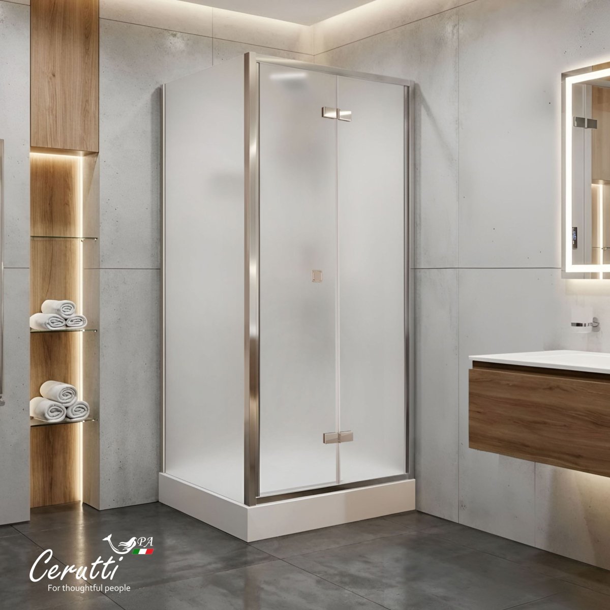 Душевая кабина Ceruttispa БЕЛЛА (BELLA) 90F (90x90x215-225) тропический душ, угловая, без крыши