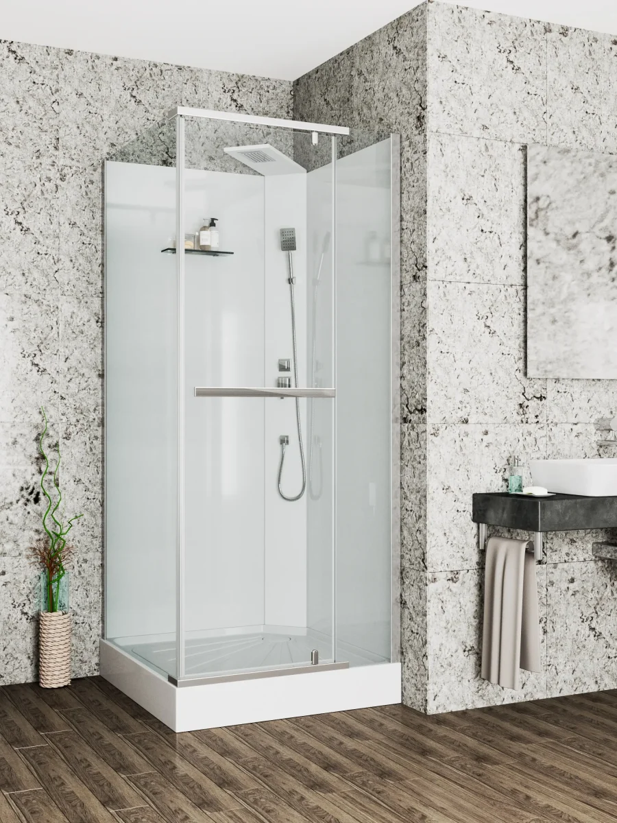 Душевая кабина Ceruttispa MiMi90T тропический душ, угловая, без крыши