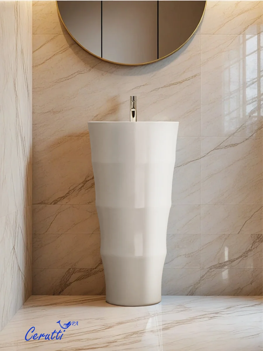 Раковина напольная Ceruttispa MARCO белая, литая с пьедесталом 42х42х83 см