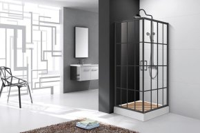 Душевое ограждение Ceruttispa Muza90, 90x90 см, без поддона, черный профиль и рисунок