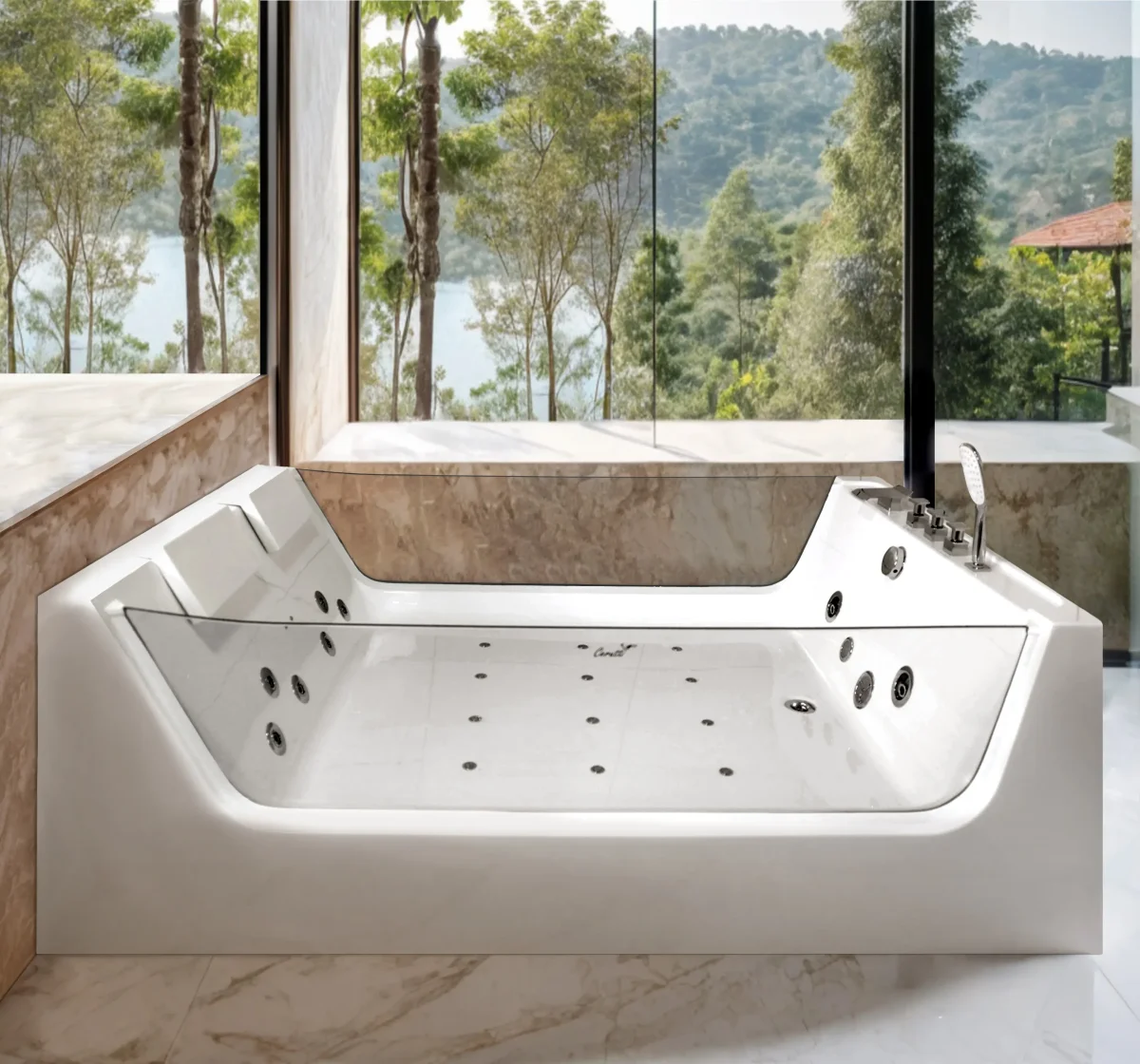 Гидромассажная ванна Ceruttispa C-454A двухместная 170х120 см, с  аэромассажем и цветной подсветкой