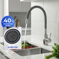 Смеситель для кухни Ceruttispa АТЭНА H-G (ATENA H-G) из нержавеющей стали, цвет хром, излив гибкий серый