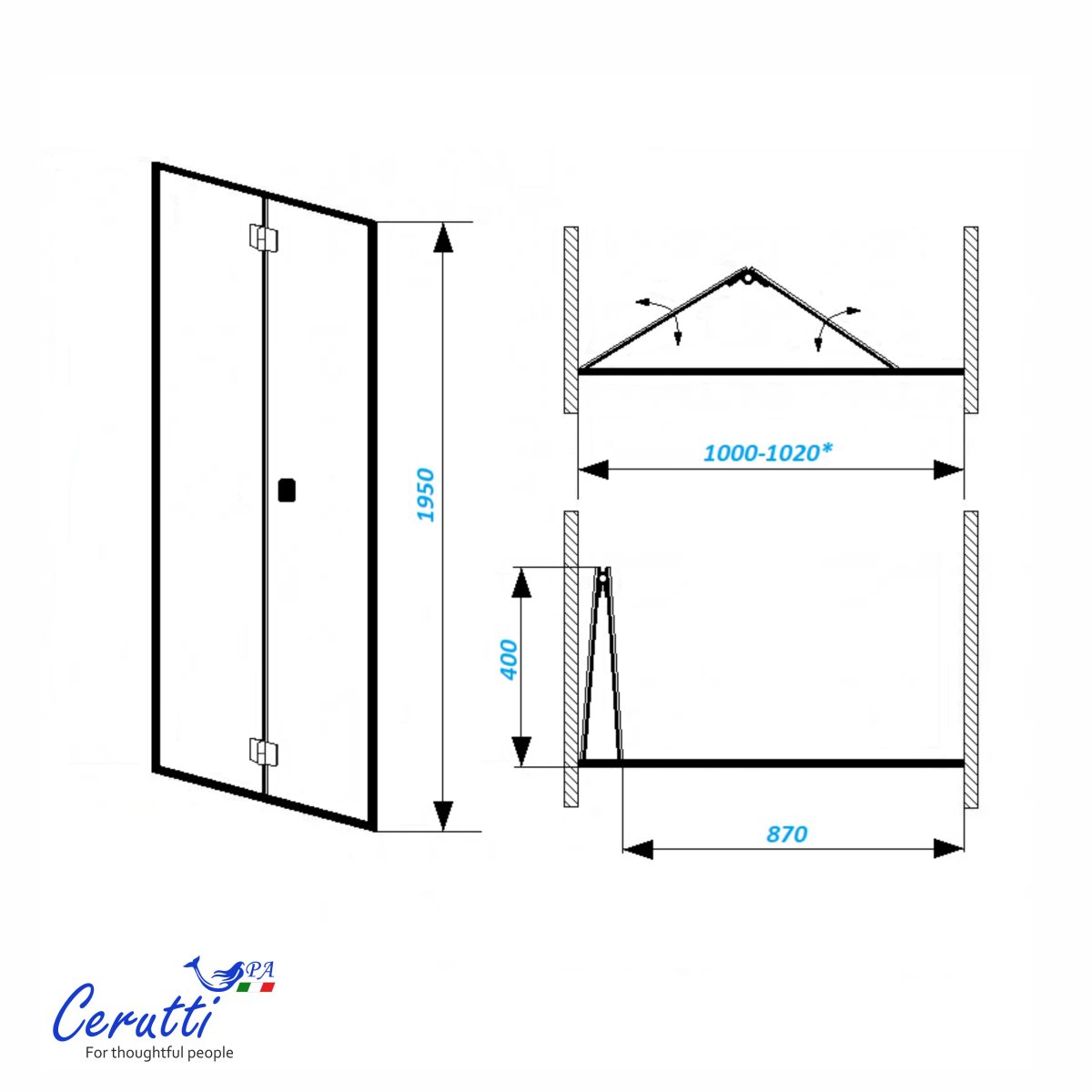 Дверь в нишу CeruttiSPA BELLA D101F (100х195), матовое стекло