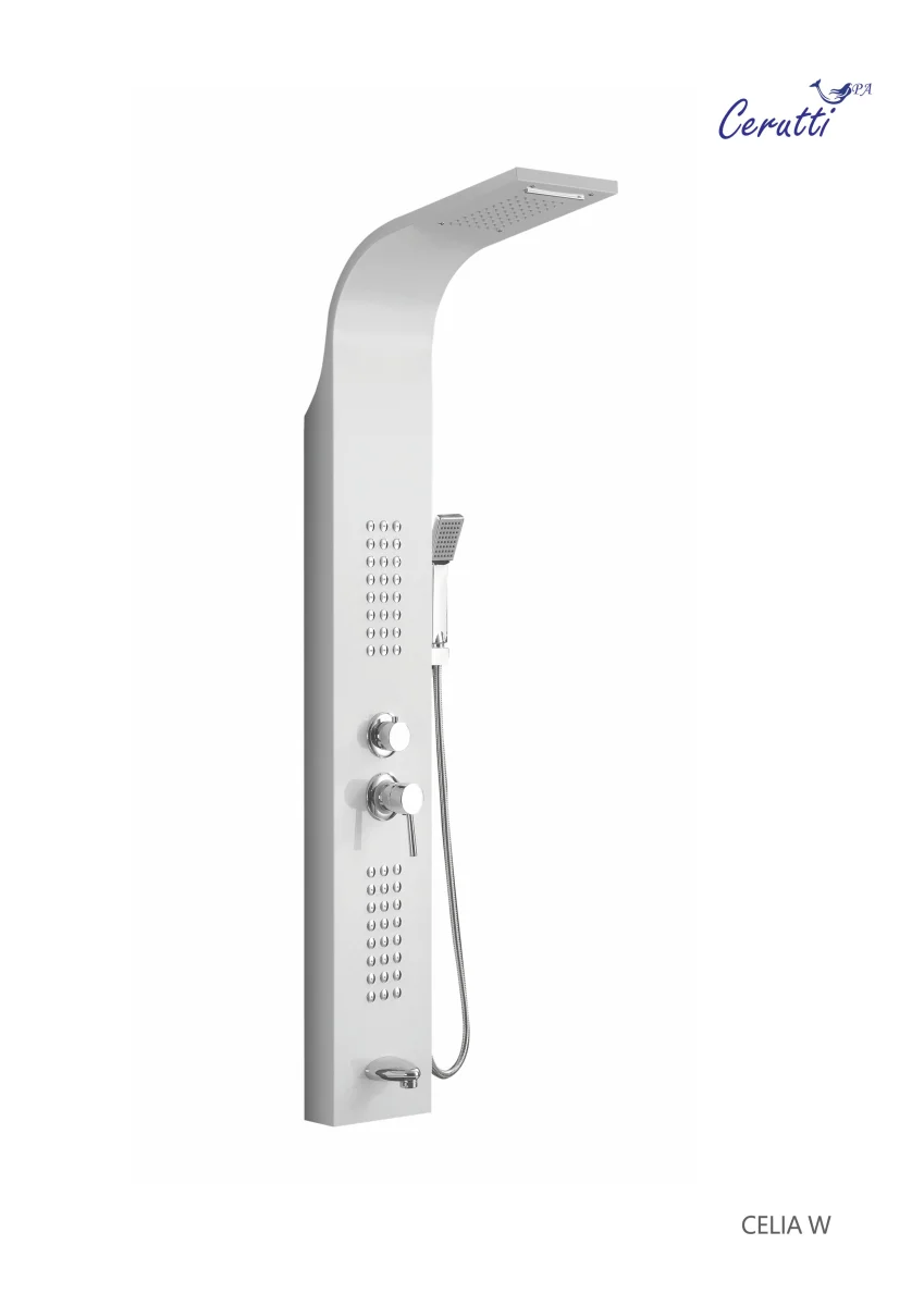 Душевая панель CeruttiSpa CELIA W с гидромассажем, цвет белый, 150х22 см