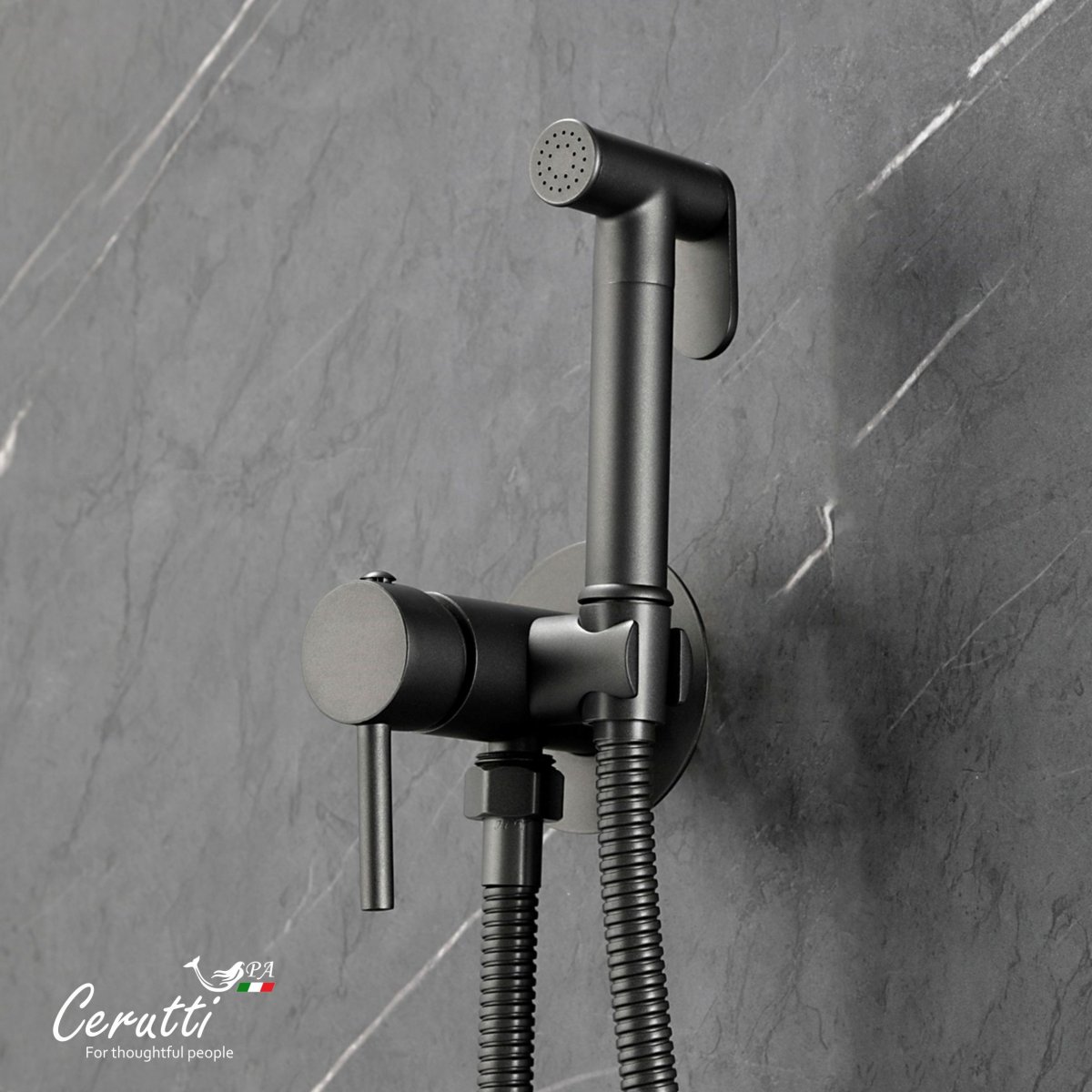 Гигиенический душ Ceruttispa БРАЙС SHGR (BRAIES SHGR) из латуни, серый, шланг 120 см