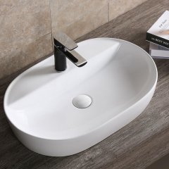 Раковина накладная Ceruttispa CR0076 овальная, белая, с отверстием под смеситель, 50х38х12 см