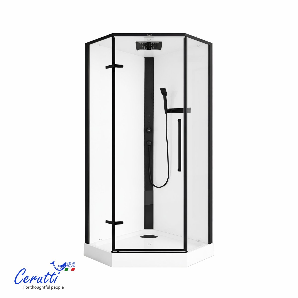 Душевая кабина Cerutti SPA АМИ (AMI) P (90х90х215), тропический душ, угловая, с крышей