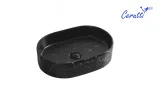 Раковина накладная Ceruttispa CR0055B MMB2 мрамор черный матовый, овальная, 50х35х12 см