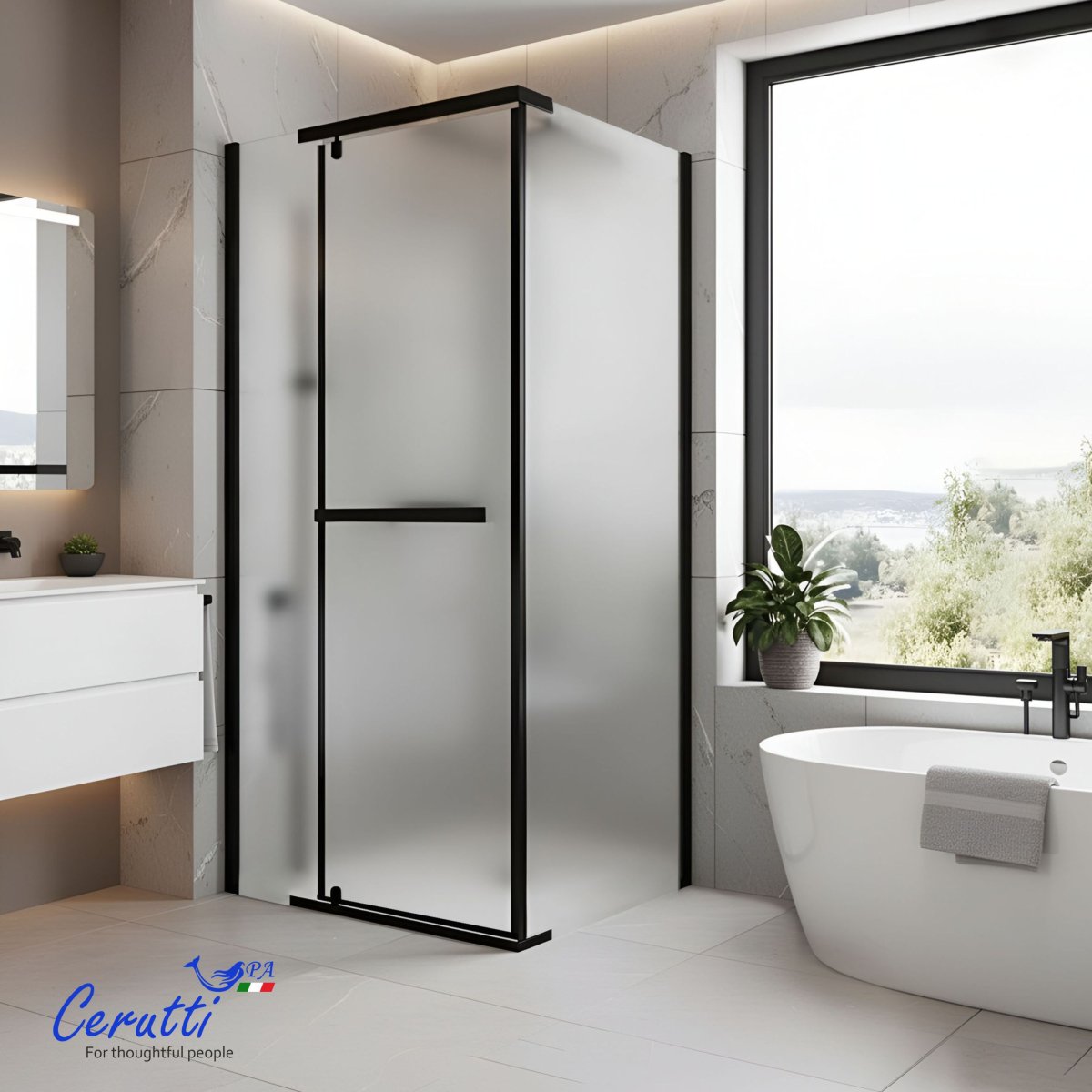 Душевое ограждение Cerutti SPA Ceruttispa МИМИ (MIMI) ZQ91BF (90x90x195), без поддона, матовое стекло 6 мм