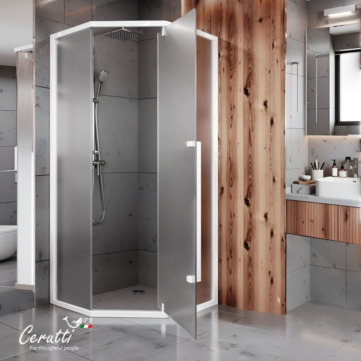 Душевое ограждение Cerutti SPA C3AWF R, 90x90 см, без поддона, матовое стекло 5 мм