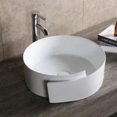 Раковина накладная Ceruttispa CR0066 с завитком в право, белая, 44х46х15 см