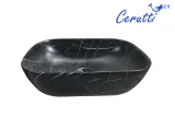Раковина накладная Ceruttispa CR8217MMB матовый черный мрамор, 45,5х32х13,5 см