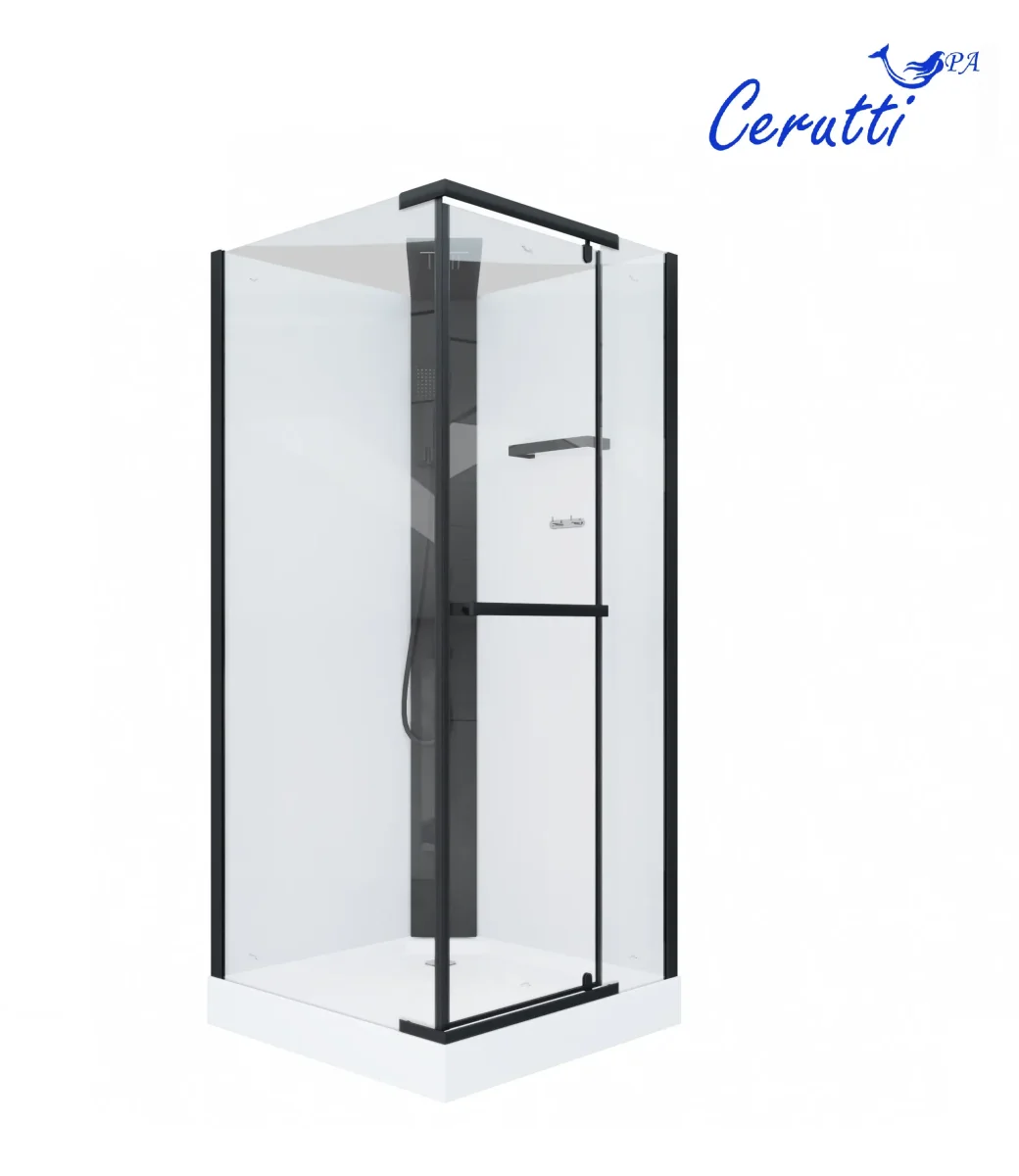 Душевая кабина CeruttiSPA Mimi 90b тропический душ, угловая, черный профиль
