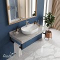 Столешница Ceruttispa Ceruttispa МИМИ (MiMi) 90GM цвет серый мрамор с черными полотенцедержателями