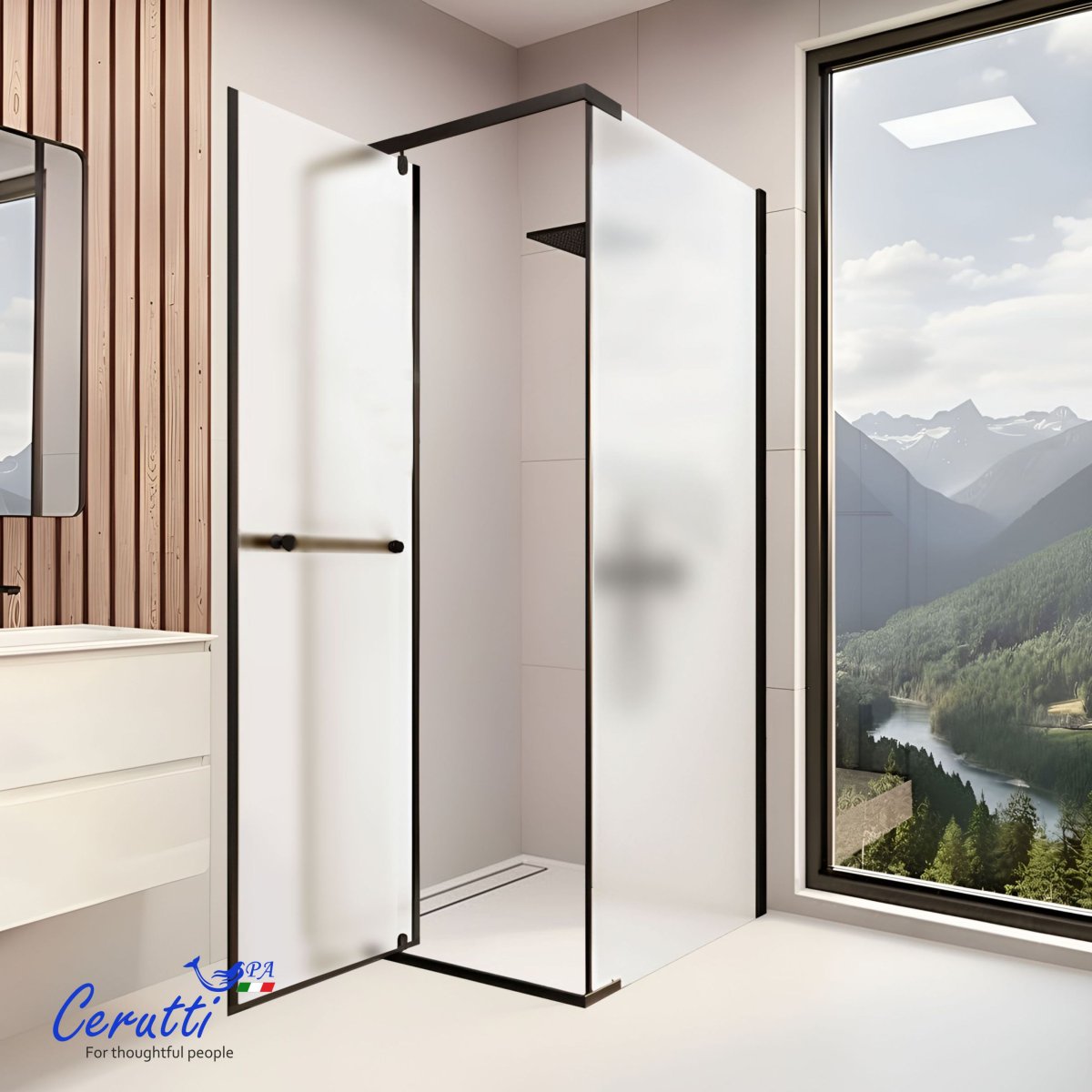 Душевое ограждение Cerutti SPA Ceruttispa МИМИ (MIMI) ZQ91BF (90x90x195), без поддона, матовое стекло 6 мм