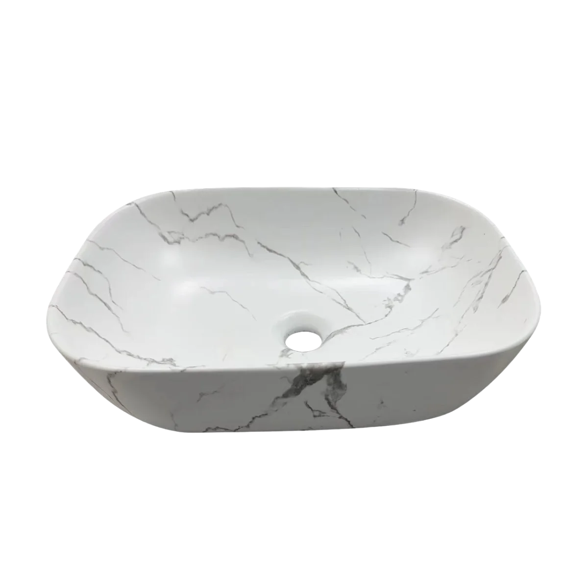 Раковина накладная Ceruttispa CR8217MMW матовый белый мрамор, 45,5х32х13,5 см