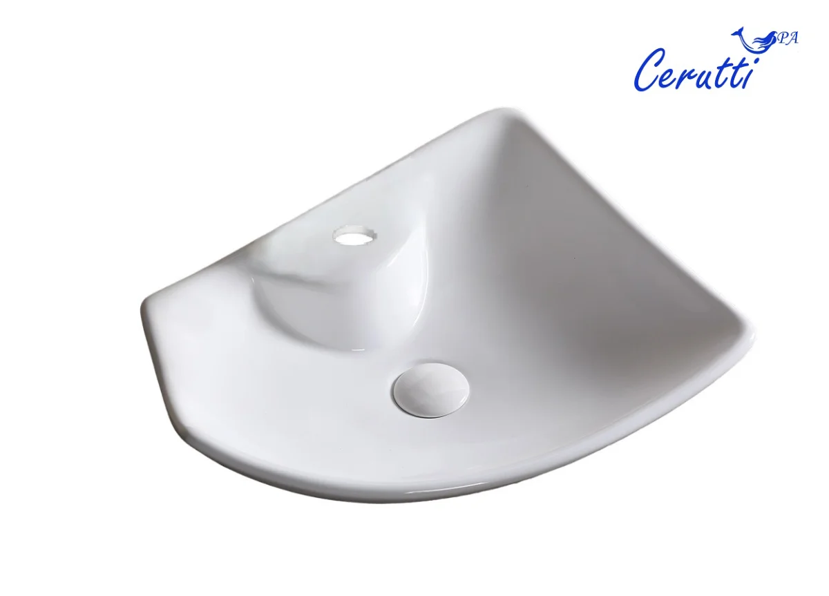 Раковина накладная Ceruttispa CR7054 асимметричная, белая, 50х38х13 см