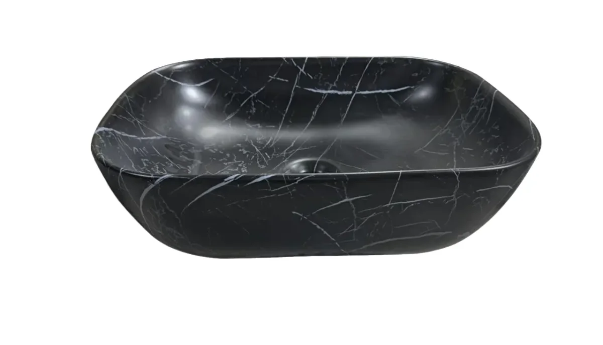 Раковина накладная Ceruttispa CR8215MMB мрамор матовый черный, 45,5х32х13,5 см
