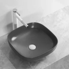 Раковина накладная Ceruttispa CR2677 квадратная, черный матовый, 42х42х14 см