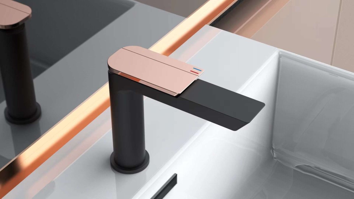 Смеситель для раковины BOCH MANN COMO BG XL BM9632,  цвет ЧЕРНЫЙ, ручка цвет ЗОЛОТО