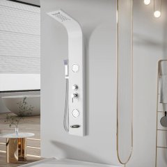 Душевая панель Ceruttispa TWIN W CT9985 с гидромассажем, цвет белый, 150х22 см