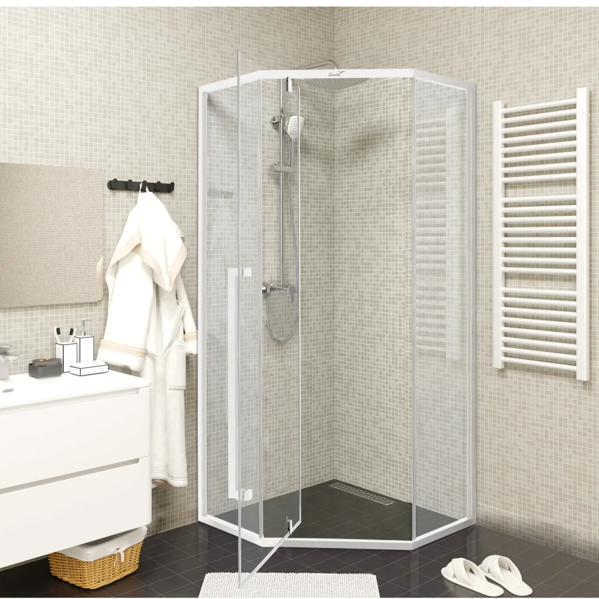 Душевое ограждение Cerutti SPA C3AW, 90x90 см, без поддона, стекло 5 мм