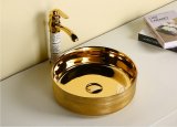 Раковина накладная Ceruttispa CR7044AS золото, круглая, 36х36х12 см