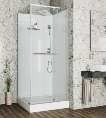 Душевая кабина Ceruttispa MiMi90T тропический душ, угловая, без крыши
