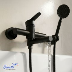 Смеситель для ванны с коротким изливом Ceruttispa ОВИДИО VMB (OVIDIO VMB) из нержавеющей стали, цвет черный матовый