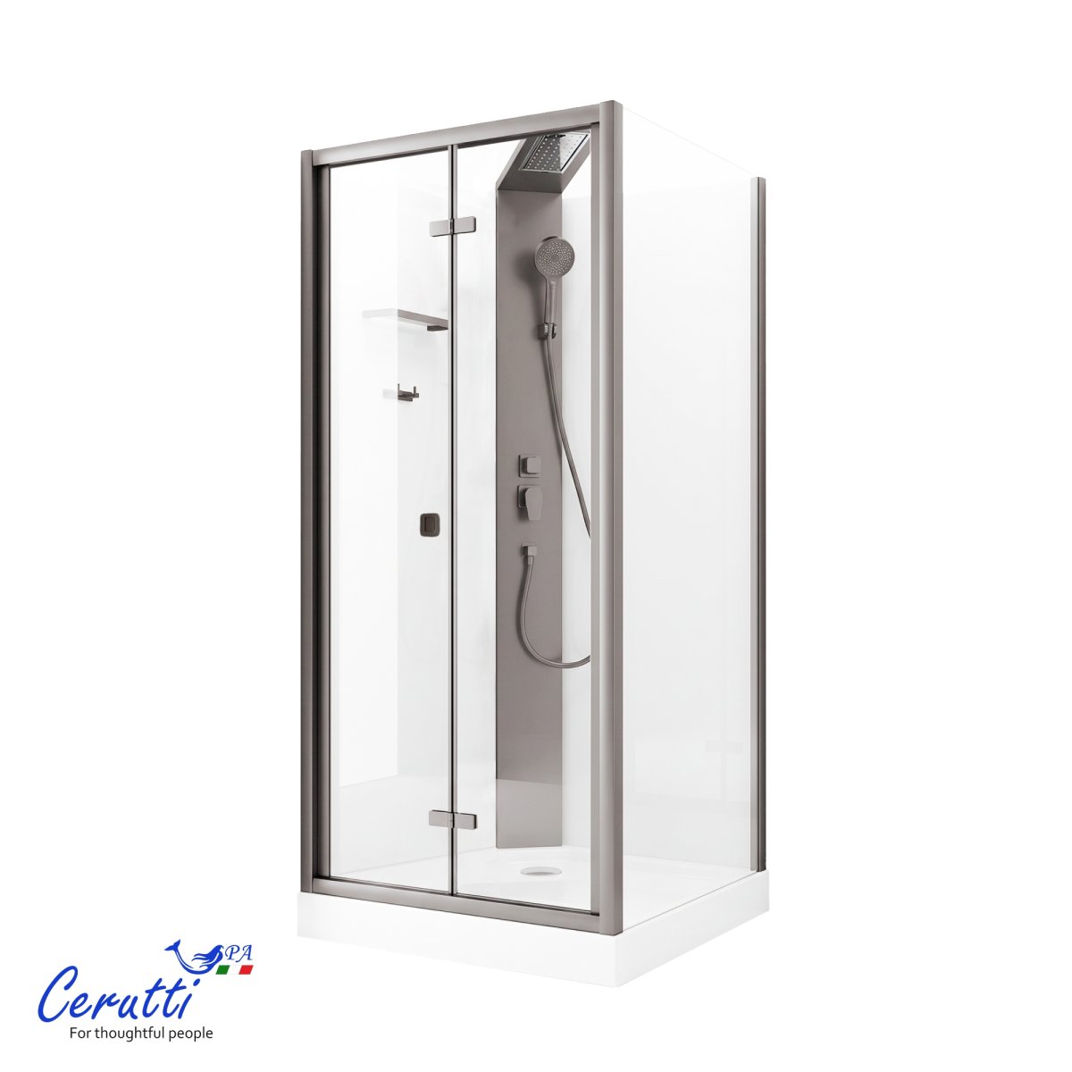 Душевая кабина Cerutti SPA Ceruttispa БЕЛЛА (BELLA) 90GG (90x90x215-225), тропический душ, угловая, без крыши