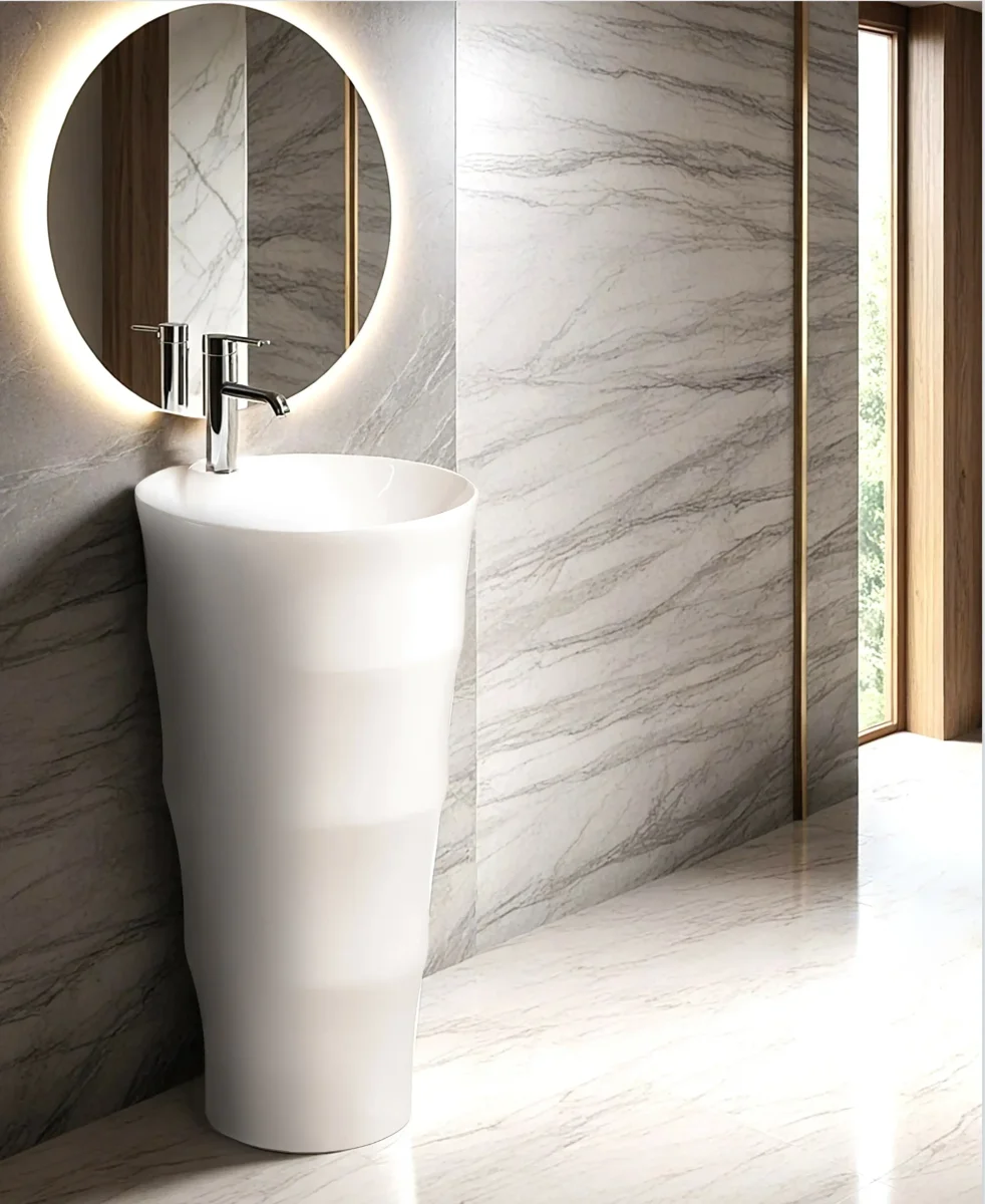 Раковина напольная Ceruttispa MARCO белая, литая с пьедесталом 42х42х83 см