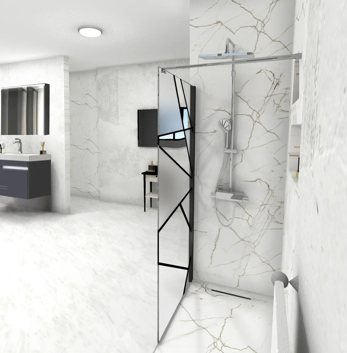 Душевое ограждение Ceruttispa PICK T90B (90x190), стекло 8 мм, матовое с прозрачным